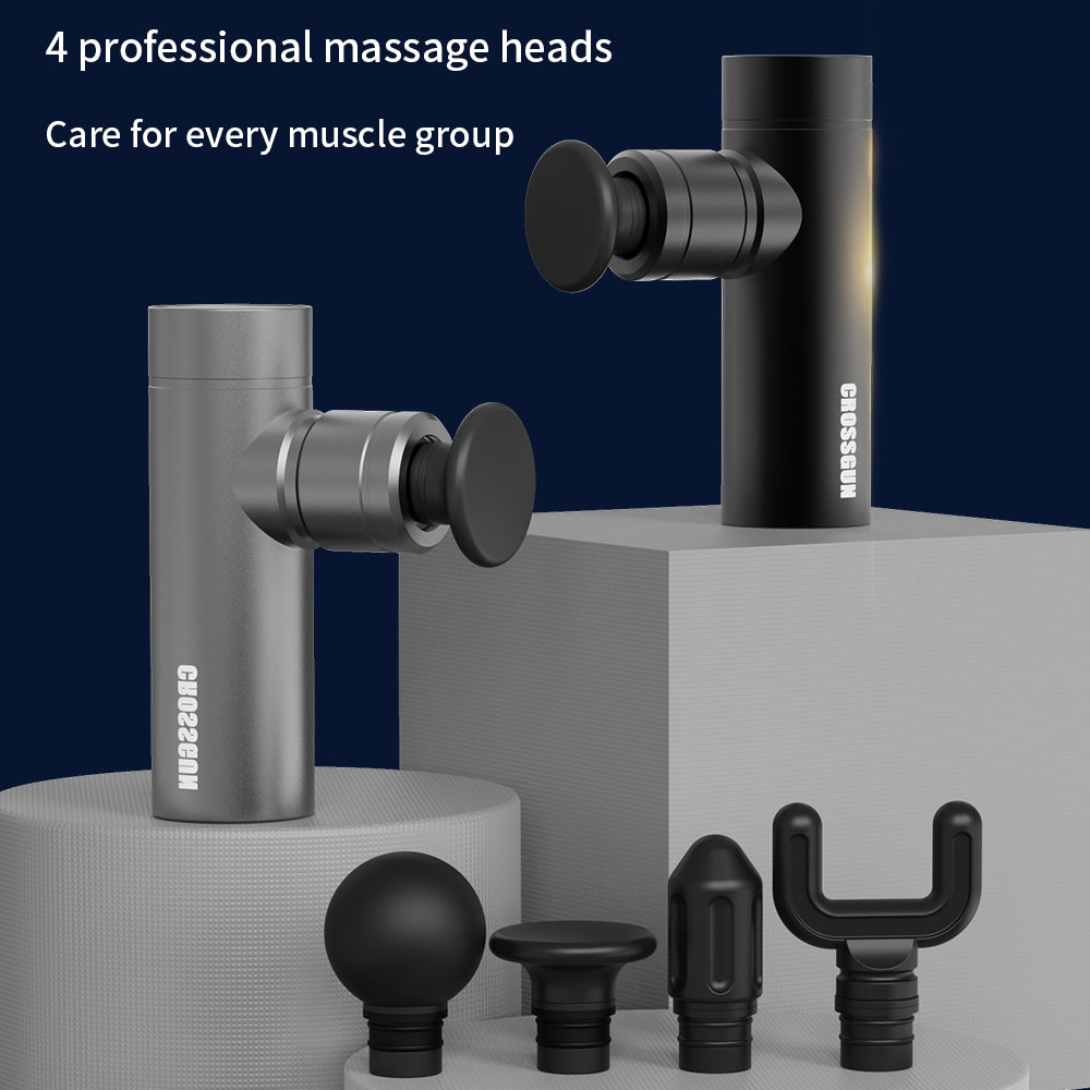 CROSSGUN-BS330 Mini Massage Gun,  Portable Deep Tissue Massager Gun with Aluminum Housing Silicone Massage Heads Handheld Percussion Muscle Massager Gun for Travel Office Gym.