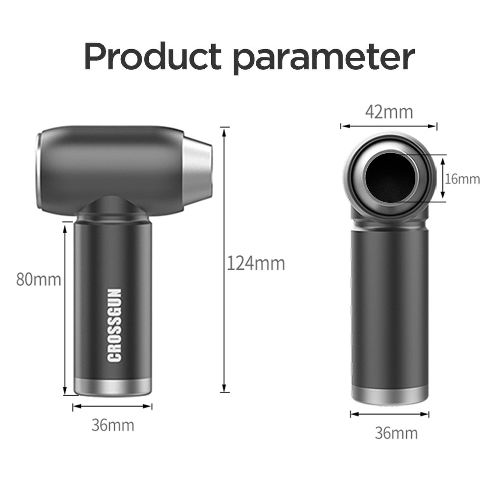 CROSSGUN-BS380FA1 Jet fan Electric Air Blower Mini Turbo Fan Cordless Compressed Air Duster Cleaner for Computer Rechargeable Portable BBQ Fan